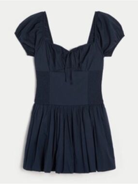 Hollister Navy Mini Drop Waist Bubble Skort Dress